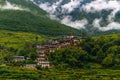 Bhutanese village near the river at Punakha, Bhutan Royalty Free Stock Photo