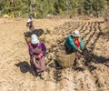 Bhutanese women on the field