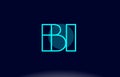 bi b i blue line circle alphabet letter logo icon template vector design