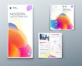 Bi fold brochure design with liquid abstract element. Corporate business template for bi fold flyer. Layout with modern