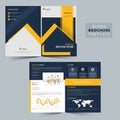 Bi-Fold Brochure, Template or Cover Page in Front and Back View for Business Royalty Free Stock Photo