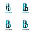 The BI Logo Set of abstract modern graphic design.Blue and gray with slashes and dots.This logo is perfect for companies, business