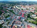 BIALOGARD, POLAND - 17 AUGUST 2018 - Aerial view on Bialogard city center with traditional houses and modern block type houses