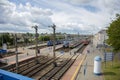 Bialystok, Poland - 23, July, 2020: View of the BiaÃâystok railway station, platforms, tracks and trains