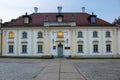 Bialystok, Poland - September 17, 2018: Beautiful architecture of the Branicki Palace in Bialystok at dusk, Poland. Bialystok is