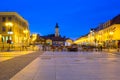 Bialystok, Poland - September 17, 2018: Kosciusko Main Square with Town Hall in Bialystok at night, Poland. Bialystok is the
