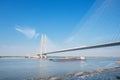 Bianyuzhou Yangtze river bridge against a blue sky Royalty Free Stock Photo