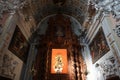 Main altar and decoration of the Churrigueresque style Communion Chapel of Biar, Alicante, Spain Royalty Free Stock Photo