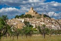 Biar castle at top of hill and town, Alicante, Spain Royalty Free Stock Photo