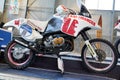 BMW gs Paris Dakar racing motorcycle with sponsor ecureuil 1000 1989 michelin elf Royalty Free Stock Photo