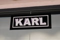 Karl lagerfeld logo brand and text sign window facade shop Outlets German fashion Royalty Free Stock Photo