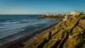 Biarritz beach and waves in fall during sunset Royalty Free Stock Photo