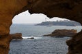 Biarritz city in the Bay of Biscay, France, panoramic view with Pyrenees mountains and Atlantic ocean at night. Royalty Free Stock Photo