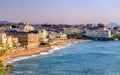 Biarritz, the famous resort in France. Panoramic view of the city and the beaches at Golden Hour. Royalty Free Stock Photo