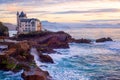 Biarritz, France, Basque coast in dramatic sunset light Royalty Free Stock Photo