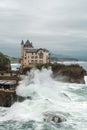 Biarritz, France, Bay of Biscay, the rocky Basque coast of Atlantic ocean in dramatic sunset light Royalty Free Stock Photo