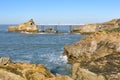 Biarritz, France - 15 Jan, 2022: Rocher de la Vierge (Virgin Rock), and the Port Vieux Royalty Free Stock Photo