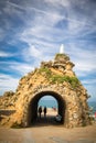 Biarritz, France - October 4, 2017: tourists people visiting wonderful place of rocher de la vierge Royalty Free Stock Photo