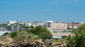 Biarritz, France - September 3rd 2018: View over the playa from rocher du basta