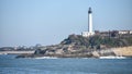 Biarritz, France - 15 Jan, 2023: Winter views of the Phare de Biarritz (Biarritz Lighthouse) and the Grand Plage