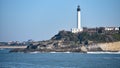 Biarritz, France - 15 Jan, 2023: Winter views of the Phare de Biarritz (Biarritz Lighthouse) and the Grand Plage