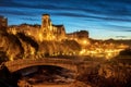 Biarritz, St Eugenia Church and Old Port at night, Basque country, France Royalty Free Stock Photo