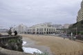 Biarritz, 14th april: Panoramic view of Luxury Hotel and Casino buildings on waterfront with Grande Plage from Biarritz in France