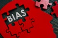 Bias word in the brain from puzzle. Royalty Free Stock Photo