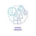 Biased memory blue gradient concept icon