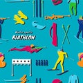 Biathlon color pattern on blue background