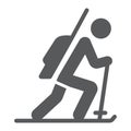 Biathlon glyph icon, sport and winter, skier sign, vector graphics, a solid pattern on a white background.