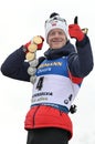 Biathlon IBU World Cup Biathlon 2020 - Male Mass Start Royalty Free Stock Photo