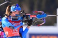 Biathlon IBU World Cup Biathlon 2020 - 4x7.5 km Women Relay Royalty Free Stock Photo