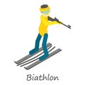Biathlon icon, isometric style
