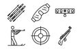Biathlon icons set, outline style