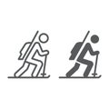 Biathlon line and glyph icon, sport and winter, skier sign, vector graphics, a linear pattern on a white background.