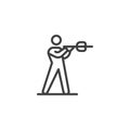 Biathlon racing, shooting line icon