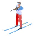 Biathlon shooting icon, isometric style