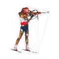 Biathlon shooting, low polygonal isolated vector illustration
