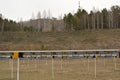 Biathlon shooting range field in the spring