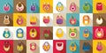 Bib icons set flat vector. Baby food kids Royalty Free Stock Photo