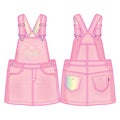 Bib overall dress. Cute kitty`s face decoration in front