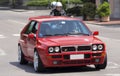 Bibbiano-Reggio Emilia Italy - 07 15 2015 : Free rally of vintage cars in the town square Lancia Delta Evoluzione