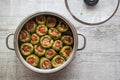 Biber Dolmasi / Turkish Stuffed Peppers in a pan. Royalty Free Stock Photo