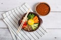 bibimbap in a heated stone bowl, korean dish Royalty Free Stock Photo