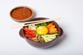 bibimbap in a heated stone bowl, korean dish Royalty Free Stock Photo