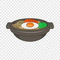 Bibimbap korean dish icon, cartoon style