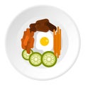 Bibimbap korean dish icon, flat style