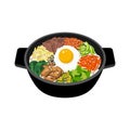 Bibimbap Korean food vector illustration. Korean cuisine dish.