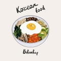 Bibimbap korean traditional dish with fried egg